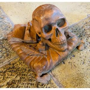Rare Vanitas, Memento Mori In Terracotta From The End Of The 19th Century