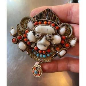 Charming Mahakala Mask, Antique Tibetan Jewel 