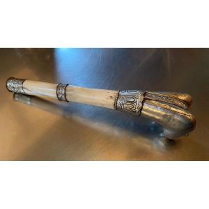 Rare Tibetan Kangling In Femur And Silver Early 20th Century 