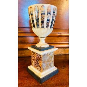 Rare Blue John Marquetry Cup, First Half Of The 19th Century