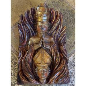 Damned Souls In Purgatory, 18th Century Polychrome Statue 