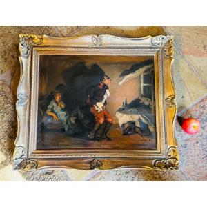 Smutty, Naughty, Military Painting Signed Faure And Dated 1919