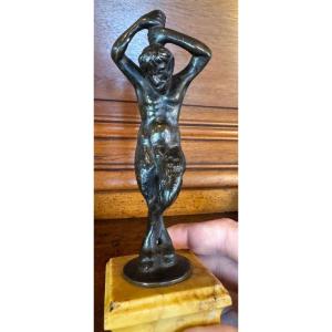 Bronze Faun On A Sienna Yellow Base