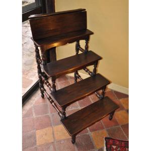 19th Century Walnut Library Stepladder