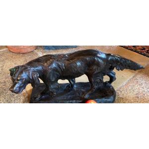 Large Terracotta Hunting Dog By Thomas Cartier