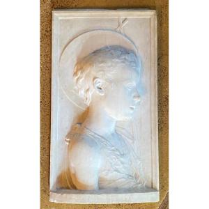 After Desiderio Da Settignano, Saint John The Baptist As Child, Carrara Marble Sculpture