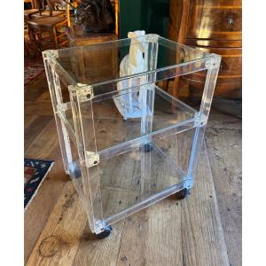 80s Glass And Plexiglas Serving Table