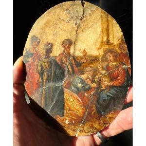 Painting On Alabaster, Italy, 17th Century, Adoration Of The Magi