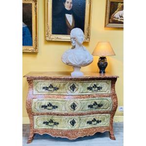 Rare Chest Of Drawers Painted In Faux Marble, 18th Century