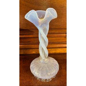 Opalescent Twisted Glass Vase In The Style Of Lacrimoire Vases