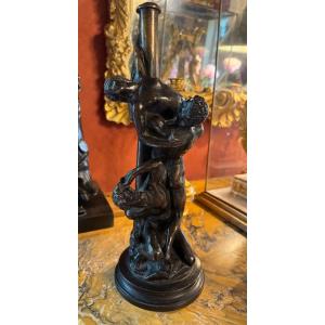 Antique Bronze Lamp Base, The Rape Of The Sabine Women