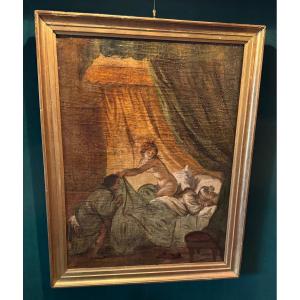 Large Naughty Painting From The 19th Century 