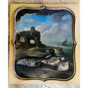 Return From Fishing, 18th Century Woodwork Painting