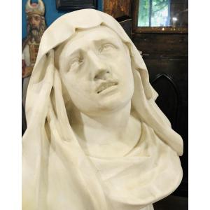 Marble Bust Of A Mater Dolorosa In The Spirit Of Bernini