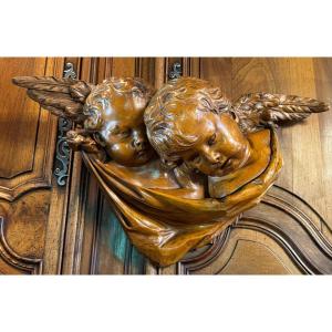 Two Embracing Angels, Cherubs, 19th Century Sculpture