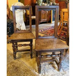 Pair Of Lorraine Oak Chairs, Early 19th Century