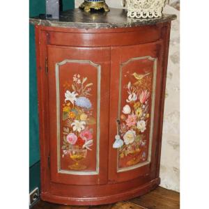 18th Century Curved Painted Corner Cupboard.