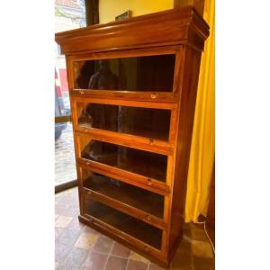 English-style Glass-fronted Bookcase With Sliding Panels And 5 Shelves.