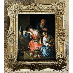 Peasant Scene In The Style Of Georges Platzer, Early 19th Century