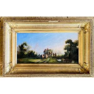 The Harvest, Oil On Panel, Return From The Fields, 19th Century