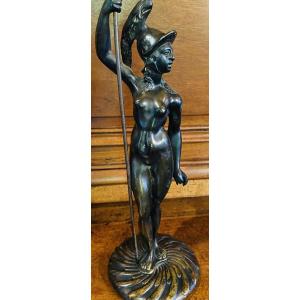 18th-century Bronze, Athena Or Minerva, Helmeted And Nude