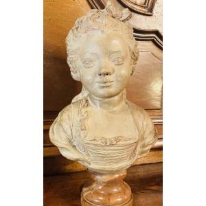 Little Girl In Terracotta In The Style Of The 18th Century, Attributed To Fernand Cian