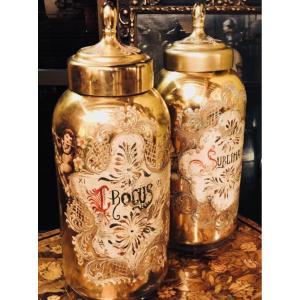 Large Apothecary Jars, Murano Glass, Early 20th Century