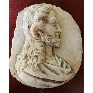Large Tondo Cameo With The Profile Of Christ In Marble, Late 17th/early 18th Century