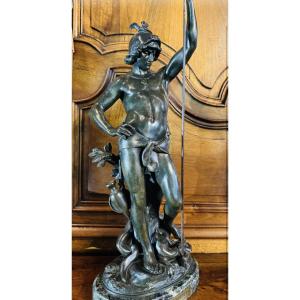 Large Sculpture Perseus Victorious By Picault (1833-1915)