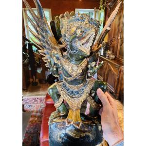 Garouda In Polychrome And Gilded Wood, India, First Half Of The 20th Century