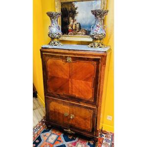 Period Drop-front Secretary Desk, Transition Louis XV - Louis XVI, French Work Of The 18th Century