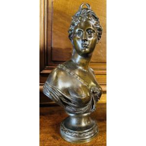 Bust Of Diana With A Crescent Moon - Bronze, 19th Century - Susse Frères Foundry