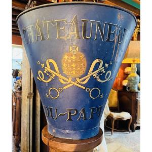 Châteauneuf-du-pape, A Rare And Authentic Grape-picker's Hood In Painted Sheet Metal