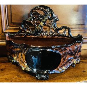Large Art Nouveau Earthenware Letter Tray - Naturalist Décor - Attributed To Gallé