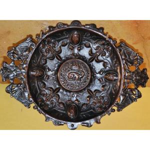 Large Bronze Salamander Dish - Renaissance Style, Napoleon III Period