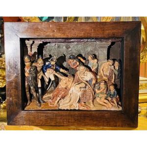 Napoleon Visiting The Plague Victims In Jaffa Polychrome Terra Cotta Diorama, 19th Century From
