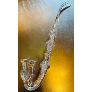 Large Pipe In Blown, Moulded And Cut Bohemian Crystal - 19th Century - 46 Cm