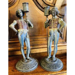 Pair Of Renaissance Page Candleholders