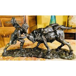 Le Supplice De Dircé - Important Mythological Group In Bronze, Dated 1927