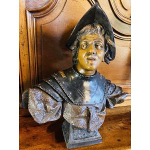 Large Bust Of A Warrior In Cuirass Signed Goldsheider