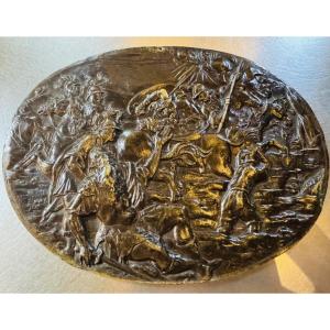 The Conversion Of Saint Paul, Large Bronze Plaque From The 18th Century In High Relief