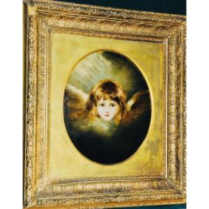 Angel's Head, Oil On Canvas, 19th Century, After Joshua Reynolds