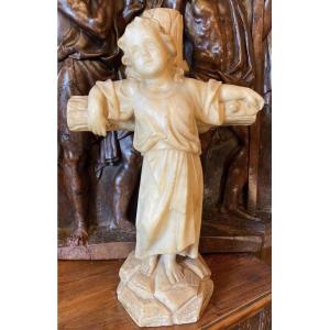 Child Jesus On The Cross, A Rare 19th-century Alabaster Sculpture