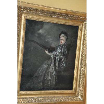 Oil On Canvas, Woman In Lute From Jean-antoine Watteau "le Finette"