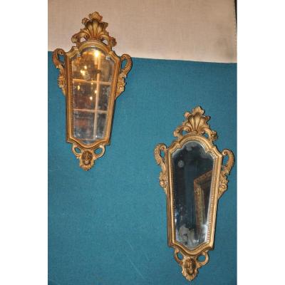 Pair Of Small Mirrors Style Italian Napoleon III