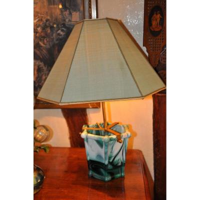 Cache Pot In Marbled Glass Arranged In Lamp, XIXth Century