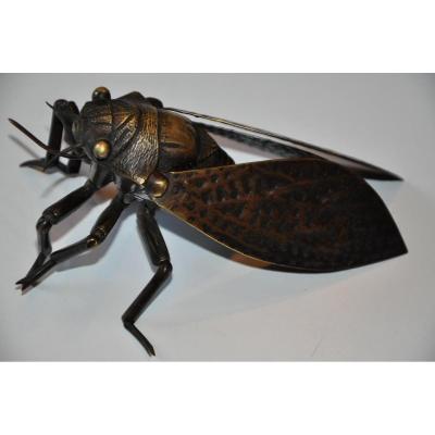 Jizai Okimono, Great Cicada Articulated, Japan Meiji Era