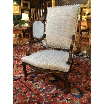 Large Armchair Regency Style Walnut