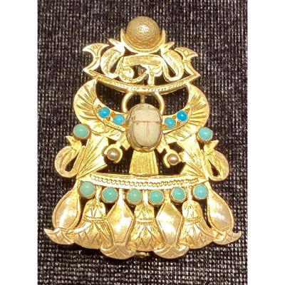 Egyptomania, Beautiful Brooch With Egyptian Motifs 1st Half Of The XXth Century