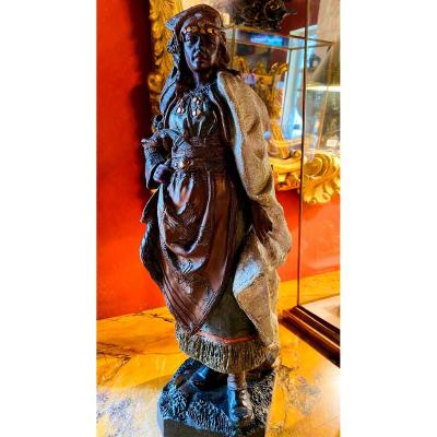 Oriental Warrior Woman, Large Terracotta From XIX Eme Century